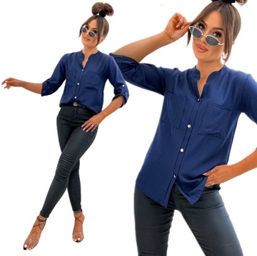 DAMSKA ELEGANCKA BLUZKA KOSZULA LUŹNA OZDOBNE GUZIKI PL PROD GRANAT S