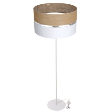 LAMPA STOJĄCA PODŁOGOWA JUTOWA BIAŁA ABAŻUR 40CM