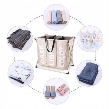 КОРЗИНА ДЛЯ БЕЛЬЯ С 3 ОТДЕЛЕНИЯМИ ДЛЯ БЕЛЬЯ ОРГАНАЙЗЕР БОЛЬШОЙ КОНТЕЙНЕР ДЛЯ ИГРУШЕК 130 Л