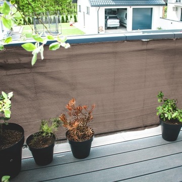 Osłona na taras płot ogrodzenie siatka balkon mata cieniująca brązowa 1×5 m