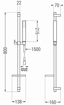 ДУШЕВОЙ НАБОР MEXEN DQ77, РЕЙКА, ХРОМИРОВАННАЯ РУЧКА
