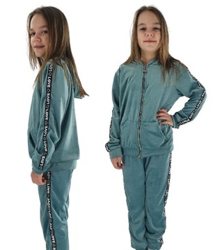 ВЕЛУРОВЫЙ СПОРТИВНЫЙ КОСТЮМ ДЛЯ ДЕВОЧЕК, МЯТА, ИТАЛЬЯНСКОЕ КАЧЕСТВО 146