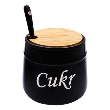 САХАРНИК + ЧЕРНАЯ КЕРАМИЧЕСКАЯ ЛОЖКА 400мл.