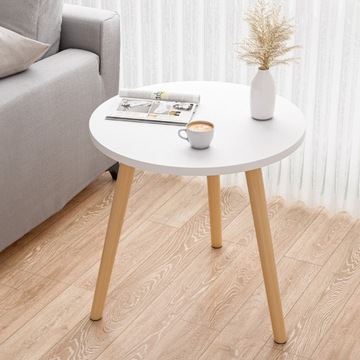 МАЛЕНЬКИЙ КРУГЛЫЙ ДЕРЕВЯННЫЙ ЖУРНАЛЬНЫЙ СТОЛИК В СКАНДИНАВСКОМ СТИЛЕ СТОЛИК ДЛЯ ГОСТИНОЙ