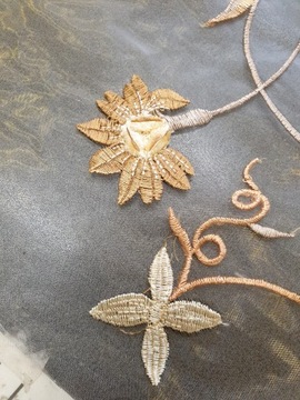 OBL 11 Штора с вышивкой бежевого цвета, высота 280 см.