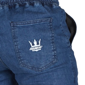 JIGGA WEAR SPODNIE JOGGER JEANS CROWN NIEBIESKIE XL klasyk