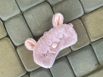 OPASKA NA OCZY MASKA DO SPANIA SNU RELAKSU KRÓLIK ZAJĄC różowy PLUSZOWY