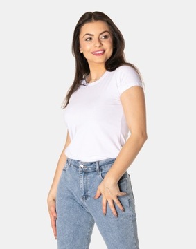 Jasne Spodnie Damskie Mom Jeans Dżinsy Zwężane Wysoki Stan Strecz 6700 W44