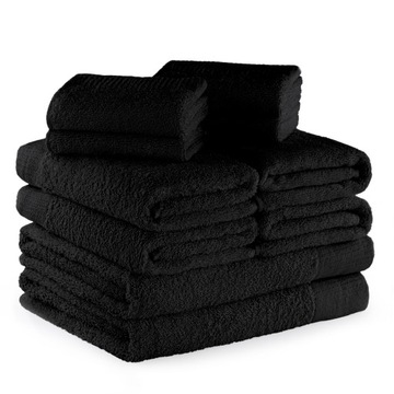 Komplet Ręczników Czarny Bawełna 10 Szt.