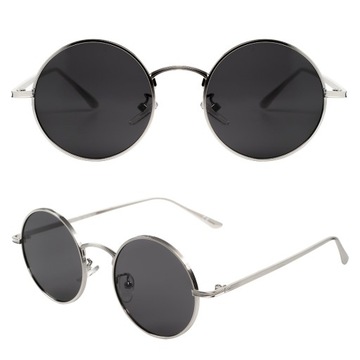 OKULARY PRZECIWSŁONECZNE LENONKI OKRĄGŁE MODNE STYLOWE SOCZEWKI FILTR UV400