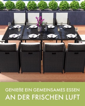 VEGAS MEBLE OGRODOWE POLYRATTAN 9 el. CZARNY