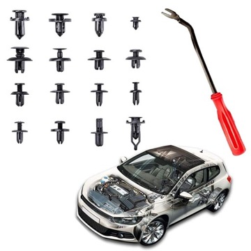 НАБОР ЗАЖИМОВ, ШПИЛЬКОВ, АВТОМОБИЛЬНЫХ ЗАЖИМОВ ДЛЯ ОБИВКИ АВТОМОБИЛЯ 635 + СЪЕМНИКИ