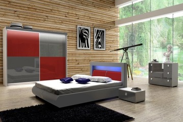 Sypialnia MILO 160x200 Szafa 200, rama metal + mat