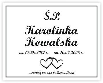 TABLICZKA NAGROBNA NAGROBKOWA grawer dla dziecka