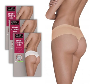 Stringi damskie Gatta SPORT STRING SISI bezszwowe 3-pak M beż
