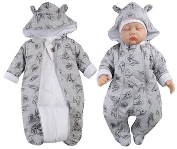 KOMBINEZON PAJAC OCIEPLANY SZARY TRAMPKI 62cm L22H