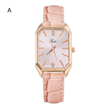 Women Watch Rectangle Dial Faux Leather Strap Quartz