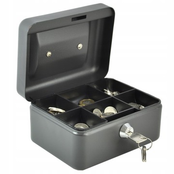 Металлический ящик для купюр, монет, сейф с ключом.