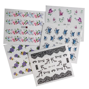 Водные наклейки для украшения ногтей, набор из 5 шт.