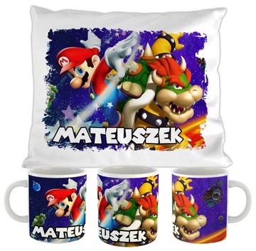 ZESTAW KUBEK + PODUSZKA SUPER MARIO IMIĘ PREZENT