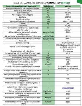 Рекуператор Wanas 415H HI-TECH