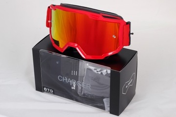 GOGLE LS2 CHARGER CROSS ENDURO MOTOCROSS ATV RED 2 szyby lustrzany wizjer