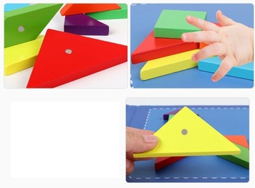 ТАНГРАМ ДЕРЕВЯННАЯ ПАЗЛ МАГНИТНЫЕ БЛОКИ