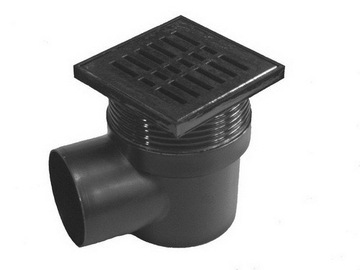KRATKA ŚCIEKOWA FI 110 CZARNA DENKO TWORZYWO 150X150 ODPŁYW BOCZNY