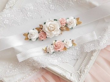 RÓŻANY Zestaw OPASKA i PASEK do sukienki LILIANA