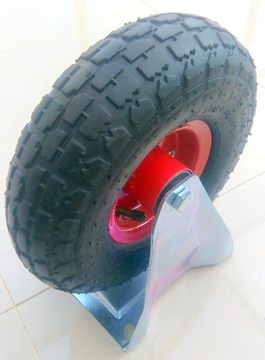 Диаметр колеса 260 мм, фиксированное, накачивается на тележку или поддон.