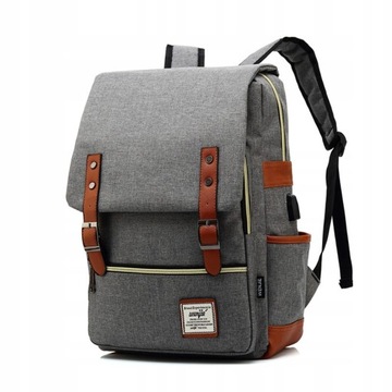 WRO Plecak Oxford na laptopa 15,6 szary USB