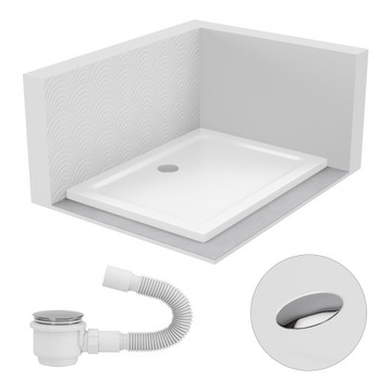 BRODZIK PRYSZNICOWY PROSTOKĄTNY 140x80 SLIM NISKI 5 CM BIAŁY WHITE SYFON