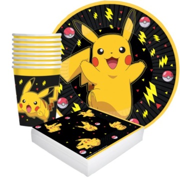 Набір На день народження Pokemon Pikachu Тарілочки Стаканчики Серветки, 32 ел.