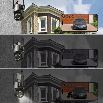 ДВОЙНАЯ WIFI IP УМНАЯ НАРУЖНАЯ ВРАЩАЮЩАЯСЯ КАМЕРА 2x 3MPx ОБНАРУЖЕНИЕ 6MPx 6MP