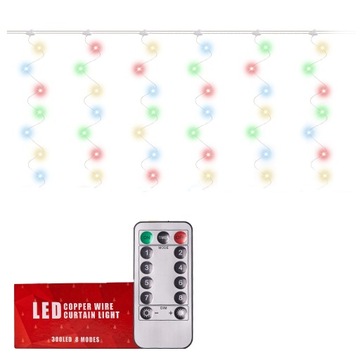 KURTYNA ŚWIETLNA GIRLANDA 300 LED 3X3M KOLOR USB