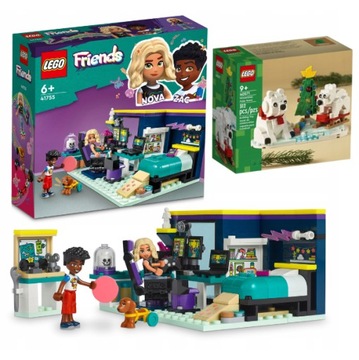 LEGO FRIENDS POKÓJ NOVY 41755 POKÓJ GIER + LEGO 40571 ZESTAW ŚWIĄTECZNY