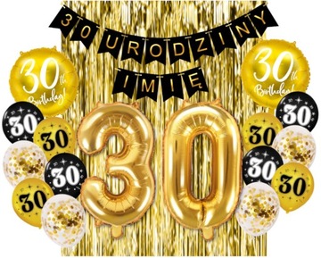 Dekoracje 30 urodziny zestaw balony cyfry 30 hel