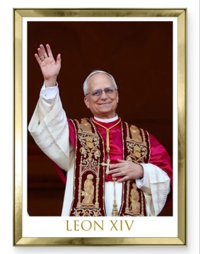 PAPIEŻ LEON XIV FOTOOBRAZ W ZŁOTEJ RAMIE A3 OBRAZ ZDJĘCIE KOPIA 30X42