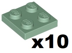 LEGO 3022 Płytka 2x2 Sand Green 10 szt. NOWA