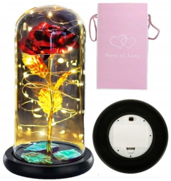 ETERNAL ROSE IN GLASS, СВЕТЯЩАЯСЯ цветочная коробчатая роза LED