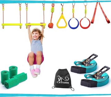 ZESTAW SLACKLINE DO TRENINGU RÓWNOWAGI CHODZENIE PO LINIE DO OGRODU 15M
