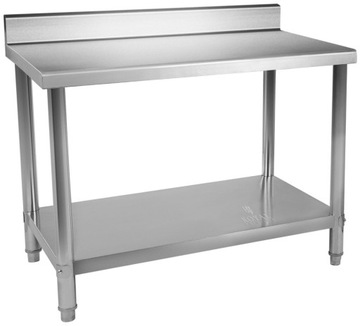 Кухонный стол с краем из нержавеющей стали, 100х60см.