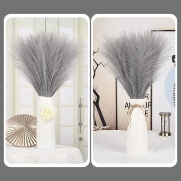 Искусственный тростник, перья пампасной травы, серый набор из 7 декоративных веток.