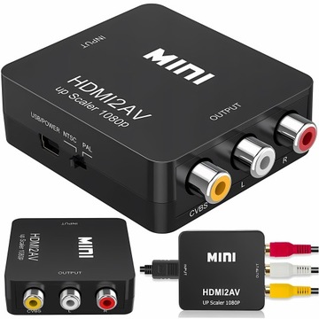Konwerter Sygnału z HDMI do AV FULL HD Konwerter Wideo i Audio PAL/NTSC
