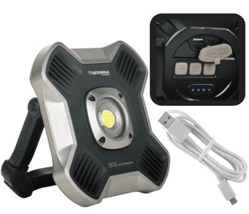Naświetlacz LED przenośny z akumulatorem 10W b.zimna 1100lm power bank IPX4