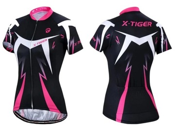 ЖЕНСКАЯ СПОРТИВНАЯ ВЕЛОСИПЕДНАЯ ФУТБОЛКА, КОРОТКИЙ РУКАВ, 3 КАРМАНА X-TIGER