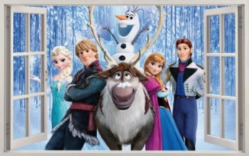 NAKLEJKI NA ŚCIANĘ Okno Kraina Lodu Frozen Elsa 2