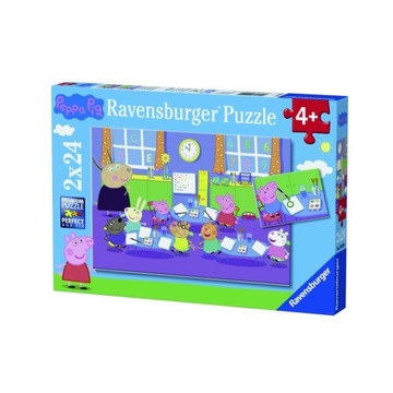 Ravensburger Puzzle dla dzieci 2D: Świnka Peppa i cała klasa 2x24 elementów