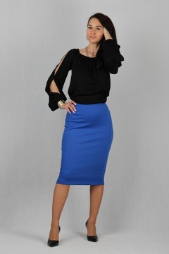 3XL TUBE Васильково-синяя приталенная юбка-карандаш миди плотной вязки 44