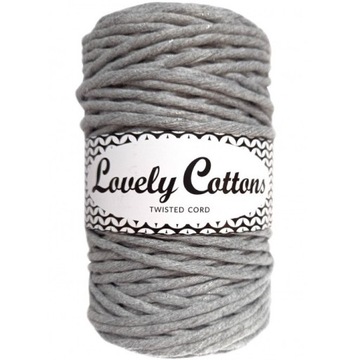 Sznurek 3mm Lovely Cottons Szary ze srebrną nitką